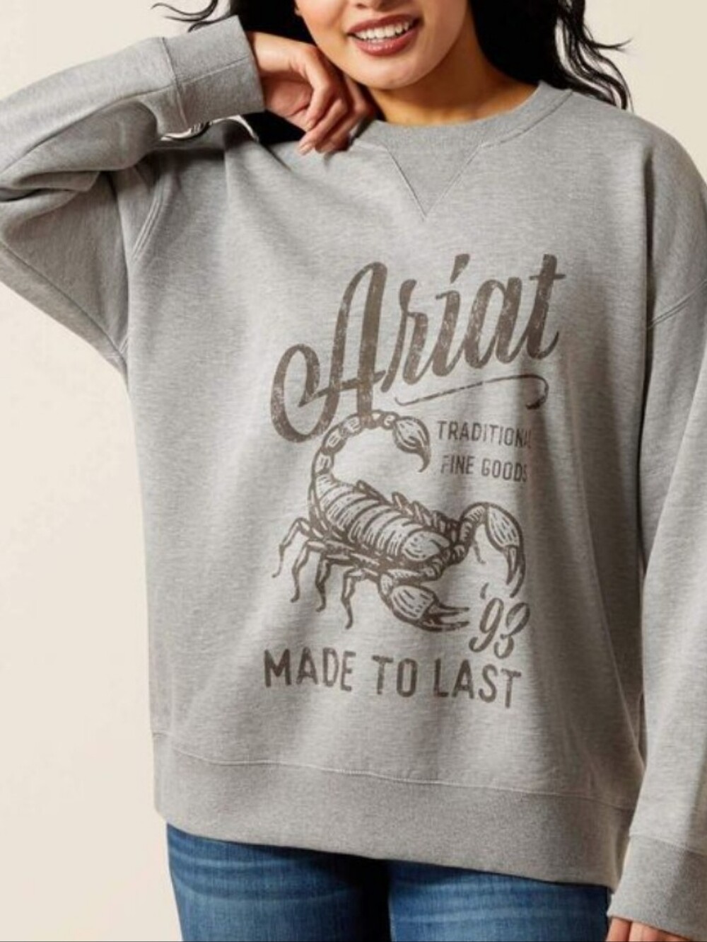 Ariat Gray Scorpion Graphic Oversized Crewneck Sweatshirt